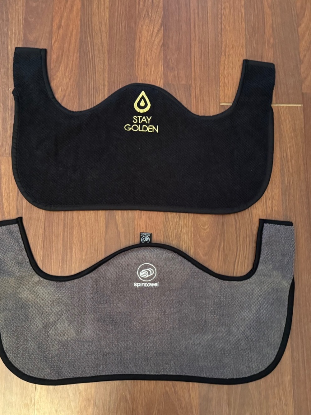 set of 2 spinning bike towel covers- gray and black - new